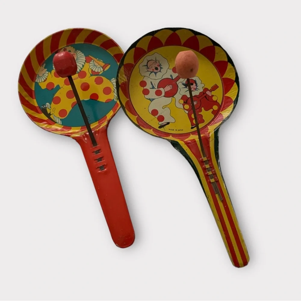 Vintage Tin Double Clapper Clown Noise Makers